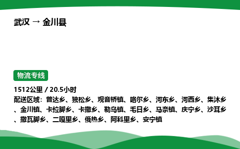 武汉到金川县市物流公司-专业团队/提供包车运输服务